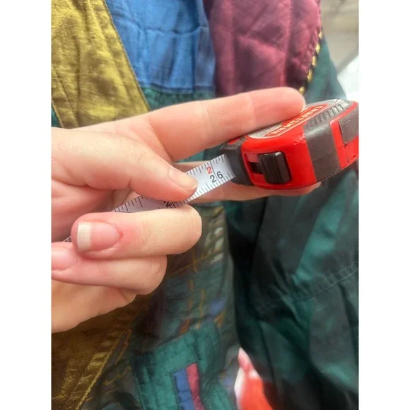 Vintage 80s groovy Bomber Jacket Metallic Teal Pink Gold Women's Size Large - Picture 11 of 12